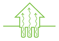 An illustration of wiggly arrows pointing up in a house-shaped arrow, also pointing up